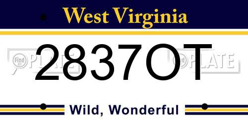 2837OT West Virginia License Plate