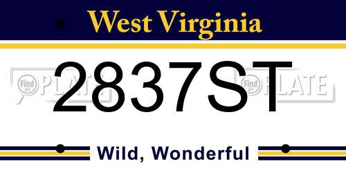 2837ST West Virginia License Plate