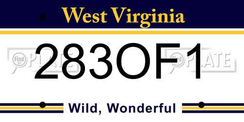 283OF1 West Virginia License Plate