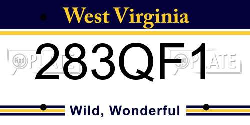 283QF1 West Virginia License Plate