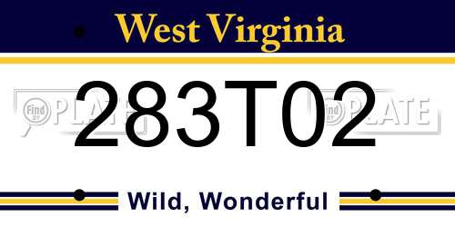 283T02 West Virginia License Plate