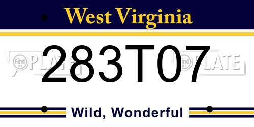 283T07 West Virginia License Plate