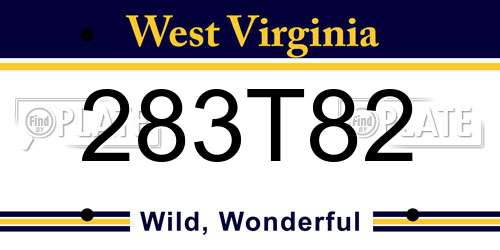 283T82 West Virginia License Plate