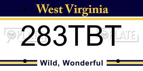 283TBT West Virginia License Plate