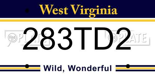 283TD2 West Virginia License Plate