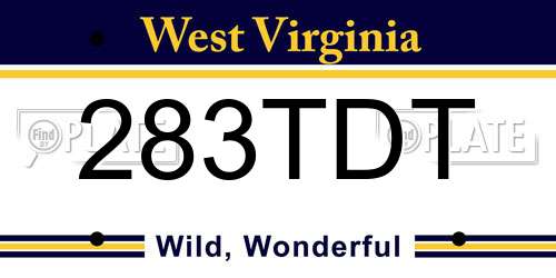 283TDT West Virginia License Plate