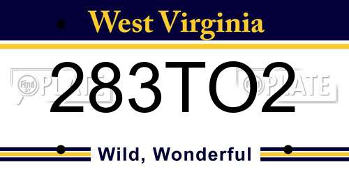 283TO2 West Virginia License Plate