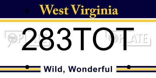 283TOT West Virginia License Plate