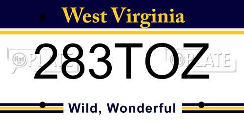 283TOZ West Virginia License Plate