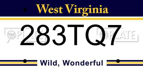 283TQ7 West Virginia License Plate