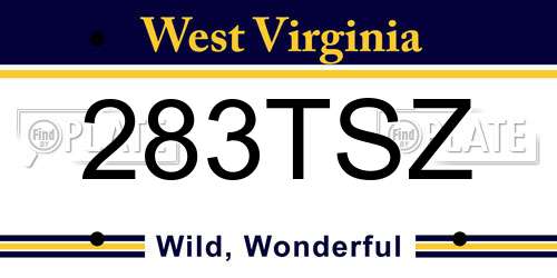 283TSZ West Virginia License Plate