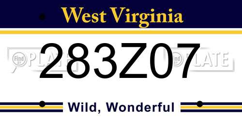 283Z07 West Virginia License Plate
