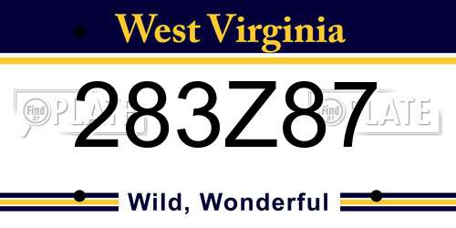 283Z87 West Virginia License Plate
