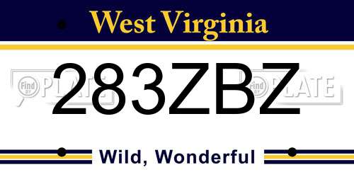 283ZBZ West Virginia License Plate