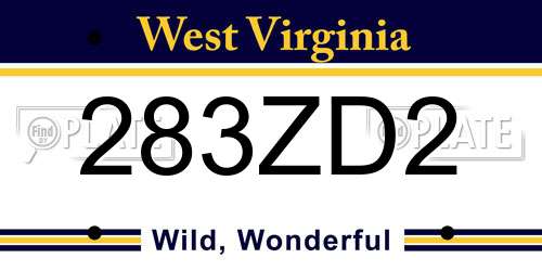 283ZD2 West Virginia License Plate
