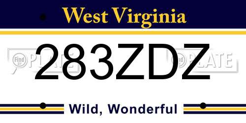 283ZDZ West Virginia License Plate