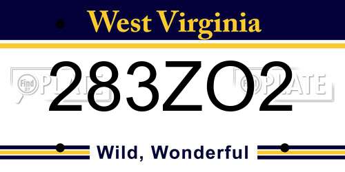 283ZO2 West Virginia License Plate