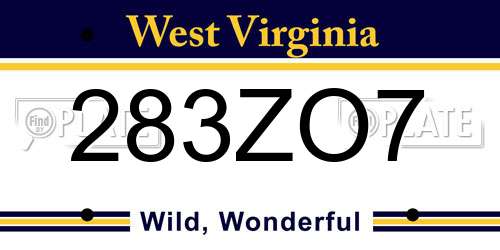 283ZO7 West Virginia License Plate