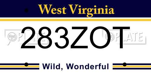 283ZOT West Virginia License Plate