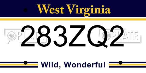 283ZQ2 West Virginia License Plate