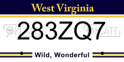 283ZQ7 West Virginia License Plate