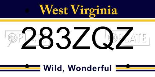 283ZQZ West Virginia License Plate