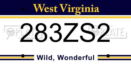 283ZS2 West Virginia License Plate