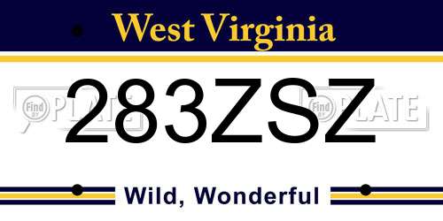 283ZSZ West Virginia License Plate