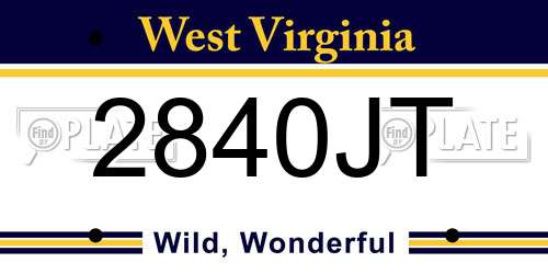 2840JT West Virginia License Plate