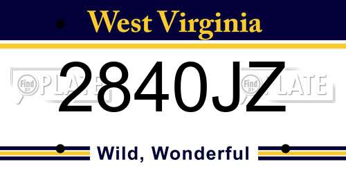 2840JZ West Virginia License Plate