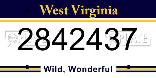2842437 West Virginia License Plate