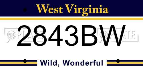 2843BW West Virginia License Plate