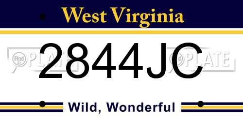 2844JC West Virginia License Plate