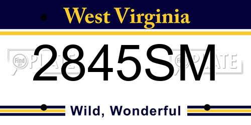 2845SM West Virginia License Plate