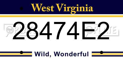 28474E2 West Virginia License Plate