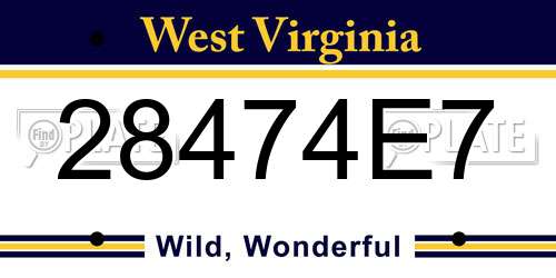 28474E7 West Virginia License Plate
