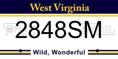 2848SM West Virginia License Plate