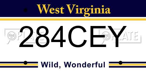 284CEY West Virginia License Plate
