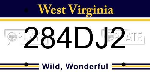 284DJ2 West Virginia License Plate