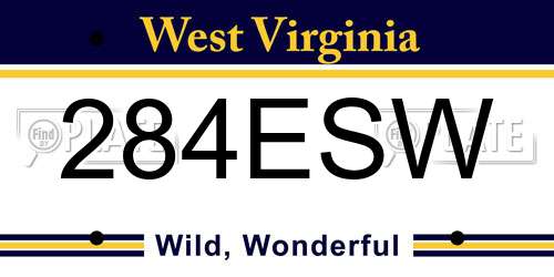 284ESW West Virginia License Plate