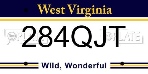 284QJT West Virginia License Plate