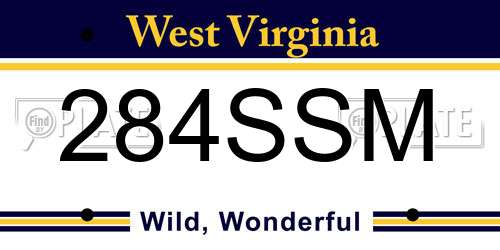 284SSM West Virginia License Plate