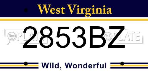 2853BZ West Virginia License Plate