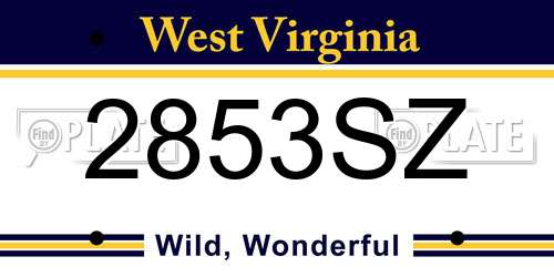 2853SZ West Virginia License Plate