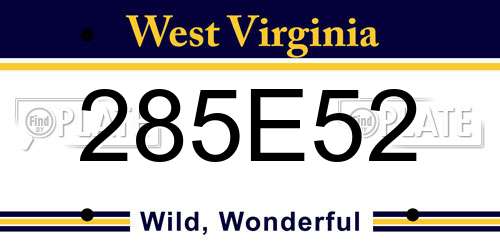 285E52 West Virginia License Plate