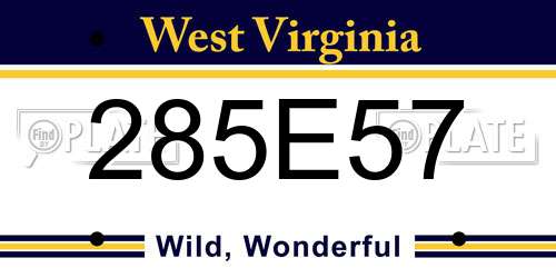 285E57 West Virginia License Plate