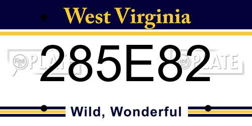 285E82 West Virginia License Plate