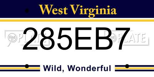 285EB7 West Virginia License Plate