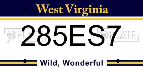 285ES7 West Virginia License Plate