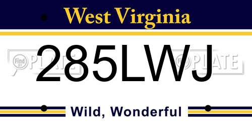 285LWJ West Virginia License Plate